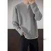 Sudadera Pesada Falsa de Dos Piezas para Hombre, Nuevo Estilo Primavera y Otoño, Camiseta Texturizada Holgada Casual de Moda con Cuello en V para Adolescentes