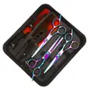 Set de Herramientas de Tijeras de Barbero Tijeras de Acero Inoxidable para el Hogar Tijeras de Peluquería Tijeras de Dientes Planos Adelgazamiento Cabello Roto Herramienta de Corte de Cabello