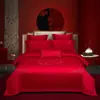 Conjunto de Casamento de Luxo com 100 Fios, Conjunto de Seis Peças Festivo para Cama de Casamento em Algodão Puro, Conjunto de Seis Peças Vermelho para Casamento