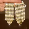 Nuevos Pendientes Cuadrados Pequeños Fragantes de Diamantes Completos Diseño de Nicho de Alta Gama Pendientes de Borla Completos de Diamantes de Alta Gama de Moda