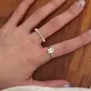 Anillo de Zirconia Cúbica de Azúcar para Mujer Anillo Simple de Alta Gama Incrustado de Diamantes Anillo para Dedo Alimenticio Moda Todo Combina Estilo Ins Anillo Abierto para Dedo
