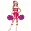 Conjunto de uniforme de cheerleading transfronteiriço, conjunto de 5 peças com estampa CHEER, traje de performance para evento esportivo estudantil, fantasia de performance de palco