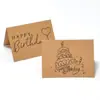 Al por mayor transfronterizo Inglés Feliz Cumpleaños simple papel kraft creativo tarjeta de felicitación de agradecimiento tarjeta pequeña plegable de cumpleaños