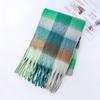 2025 nuevo ac cálido color arcoíris a cuadros largo europeo y americano otoño e invierno cálido suave mohair ceroso bufanda