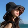 Chapéu de Sol Floral Dupla Face Estilo Japonês para Mulheres, Chapéu Bucket de Verão com Aba Larga para Cobrir o Rosto, Chapéu de Sol UV com Proteção Solar