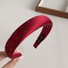 Faixa de cabelo de cetim com strass temperamento, versão larga, esponja, para todos os dias, para saídas, acessórios para cabelo, chapéus