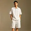 Conjunto Fresco de Manga Corta Holgada Estilo Old Money para Hombre Tencel Lyocell Verano Moderno Tallas Grandes Camisa POLO con un Conjunto