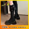 Botas de Cavaleiro com Forro de Lã Grossa e Sola Grossa, Bota de Cano Alto de Duas Vias Super Alongadoras de Pernas e Aumentadoras de Altura para Pessoas Baixas, Novo Estilo Outono/Inverno 2026