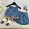 2026 Novo Estilo de Verão Estilo Coreano Conjunto de Duas Peças de Colete e Shorts para Meninas Conjunto de Calças Fofo e Refrescante de Verão para Bebê 6553