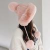 Outono e inverno das mulheres de algodão cashmere pullover cap três fios bola bonito velo forrado grosso à prova de frio quente cor sólida chapéu de malha