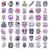 50 Adesivos Holográficos Escuros Fofos Rosa-Roxo Gradiente Caveira Materiais para Diário Adesivos Decorativos à Prova d'Água para Uso Transfronteiriço