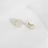 Joyas de Gama Alta de Nicho Pendientes Pequeños Frescos Color Aguacate Simples Modernos Curvos con Goteo de Aceite Geométricos de Dos Tonos