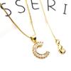 Collar con colgante de 26 letras en inglés para mujer, conjunto de cobre, colgante de circonita, cadena corta para clavícula LM