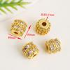 Retención de color oro 18K una fila dos filas micro incrustación circón de color cuentas cubo de agujero grande de columna larga cuentas para pulsera collar diy