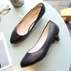 Comercio Exterior Talla Grande Moda Zapatos de Una Sola Capa Tacón Alto Tacón 3cm Alto Punta Redonda Piel de PU Tacón Delgado Zapatos de Trabajo
