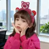 Diadema de Cabeza de Oso Fresa Linda Niña Nueva Celebridad de Internet Conejo Antideslizante Recogedor de Cabello Diadema para Bebés Niños Accesorios para el Cabello