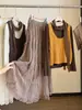 Falda de malla con ribete de encaje, nueva colección de otoño para mujer, de cintura alta, adelgazante, estilo coreano, elegante y deslumbrante falda larga de línea A con dobladillo acampanado.