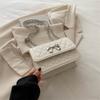 Bolso de Cadena para Mujer 2024 Estilo K Nueva Moda Casual Pequeño Cuadrado de Canalé Hilo Bordado Simple Bolso Cruzado al Hombro