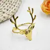 Europeo y Americano Más Vendido Popular Personalizado Navidad Metal Alce Anillo para Servilleta Cabeza de Ciervo Hebilla para Servilleta Fabricante de Anillos para Servilletas Venta al por Mayor
