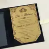Invitación personalizada de terciopelo con relieve dorado, juego de tres piezas para boda, tarjetas de votos matrimoniales de acrílico espejo, recuerdos de nicho de alta gama