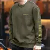 Jaqueta moletom gola redonda estilo retrô americano para homens, roupas de camurça para primavera e outono, tamanho grande, modelagem solta, top moderno de manga comprida