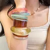 Pulsera Acrílica Exagerada de Resina con Patrón Riche Grande Forma de Pulsera Francesa Ancha Cuadrada Distintiva Transfronteriza