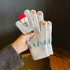 Luvas de Inverno Femininas para Proteção contra o Frio, Luvas de Ciclismo de Cinco Dedos, Luvas de Algodão com Forro de Fleece, Luvas de Tricô Grossas para Exterior com Tela de Toque