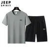 Nuevo Traje Deportivo de Verano 2026 para Hombre, Camiseta Casual Delgada de Seda de Hielo de Secado Rápido, Conjunto de Dos Piezas con Pantalones Cortos de Manga Corta