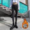 Calça Jeans Skinny Feminina de Cintura Alta com Forro de Lã Stretch Nova Slim-Fit para Usar por Cima Quente Engrossada Apertada Calça Lápis Inverno
