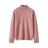 Suéter de Cashmere Feminino Baicaierong Outono/Inverno 2026 com Gola Alta, Design Versátil, Tricô de Lã Cashmere