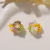 Fofa e Doce Vizinha Cluster de Flores de Pérolas Rosa Branca Esmaltada Brincos de Tarraxa DIY Anel Feminino Acessórios de Flor para Sapato