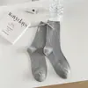 Meias Estilo Japonês JK Femininas Cor Sólida Laço Meias Femininas Agulha Dupla Puxar Meias de Fio Todas as Ocasiões Moda Ins Meias Cinzas