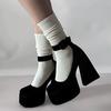 Zapatos de tacón alto sexys para chica hot, tacón grueso, Mary Janes, nuevo estilo 2025, de una línea, talla grande, plataforma impermeable, zapatos Barbie para mujer