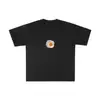 Camiseta de Manga Corta Pesada 100% Algodón para Hombre, 220g, Corte Holgado, Talla Grande, Estampado de Huevo Pochado, Estilo Retro Americano, Top de Moda para Hombre