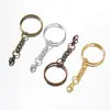 Llavero de Anillo Plano Metálico de 25 mm con Cierre de Langosta y Pin en Forma de Cuerno Accesorios para Joyería DIY Cadena de Extensión para Llavero Colgante