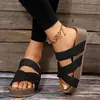 Pantuflas Frescas Europeas y Americanas de Tira Cruzada 43 Comercio Exterior de Tira Única Talla Grande 35 Suela Gruesa Dropshipping Transfronterizo Casual Europeo y Americano Cruzado Venta al por Mayor Talla Grande