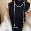 Collar Largo de Moda Retro Francés con Perlas Cadena para Suéter de Lujo Ligero Gama Alta Cadena Versátil de Temperamento de Nicho Venta al por Mayor