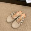 Pantuflas Ligeras Retro Francesas de Punta Plana con Perlas para Mujer 2025 Nuevo Verano para Exterior Antideslizantes Combinables Medias Pantuflas