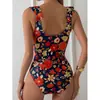 Amazon 2026 Nuevo Traje de Baño Enterizo Estampado Europeo y Americano para Mujer que Oculta el Vientre Adelgazante Bikini Playa Fuente Termal Traje de Baño