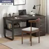 Escritorio de computadora, escritorio de escritorio para uso doméstico en dormitorio, escritorio de oficina, escritorio para jefe, escritorio simple para vivienda de alquiler con cajones