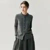 Cárdigan de punto de cachemira para mujer con cuello redondo y adornos de pedrería, una prenda exterior suave y cómoda de manga larga para otoño e invierno