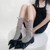 Niñas de ballet francesas amontonan calcetines de algodón una palabra calcetines de lazo jk lindos dulces delgados de rayas anchas calcetines hasta la rodilla