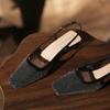 619-3 Zapatos de Tacón Cuadrado Retro para Mujer Tacón Bajo Lentejuelas Sandalias de Punta Cerrada Tacón Grueso para Mujer Calzado de Exterior Zapatos Mary Jane Zapatos Individuales