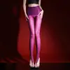 Tamanho Grande 360 Costura Invisível no Cavalo Sexy Tanga de Óleo de Cavalo Meias de Seda Oleosa Lisa Super Finas Alta Elasticidade Cavalo Crotch Seda Preta Feminina