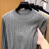 Suéter de punto de algodón puro para hombre, primavera/otoño, cuello redondo, manga larga, estilo pullover, estética old money, tejido de ochos, camiseta interior de cuello redondo, suéter
