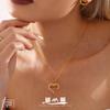 Collar de clavícula con letra en forma de corazón de piedra natural de dopamina de doble capa Enigma, acero inoxidable de lujo ligero, joyería transfronteriza europea y americana.