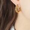 Pendientes de Cadena Geométricos Elegantes Simples Franceses de Material de Cobre Lujo Ligero Cuello Blanco Elegante Lujo Ligero Versátil Hebilla de Oreja para Mujer