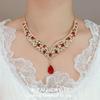 "Lilith Fragante" Collar de Diamantes y Rubíes Retro de Alta Industria Moda de Alta Gama Lujo Ligero Pendientes Elegantes Elegantes