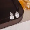Pendientes de Perla con Corona de Circonita de Alta Gama, Pendientes Elegantes y con Estilo para Dama, Pendientes Ligeros de Lujo y Elegantes al por Mayor
