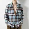 Camisa de Manga Larga a Rayas Retro Japonesa Nueva para Hombre de Primavera y Otoño, Holgada Unisex Casual de Calle Americana, Top de Moda